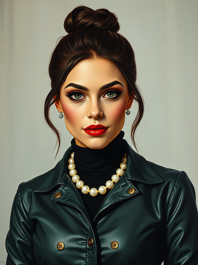 Whimsical Paper Collage Portrait of Woman