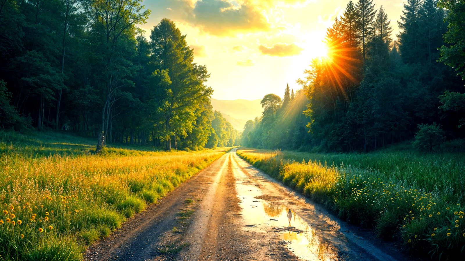 Mysterious Country Road in Dual Realities