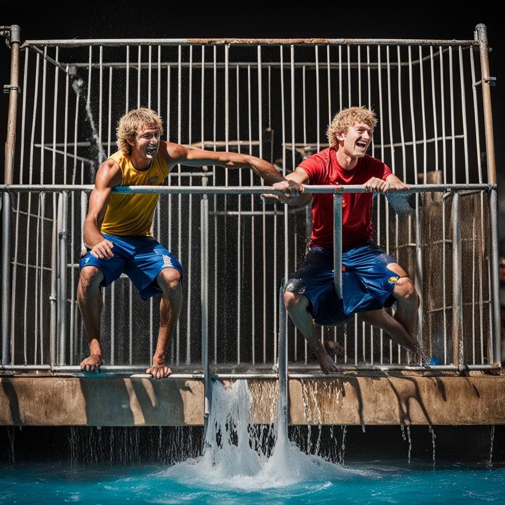 Fraternity Brothers Dunk Tank Portrait in Studio Lighting