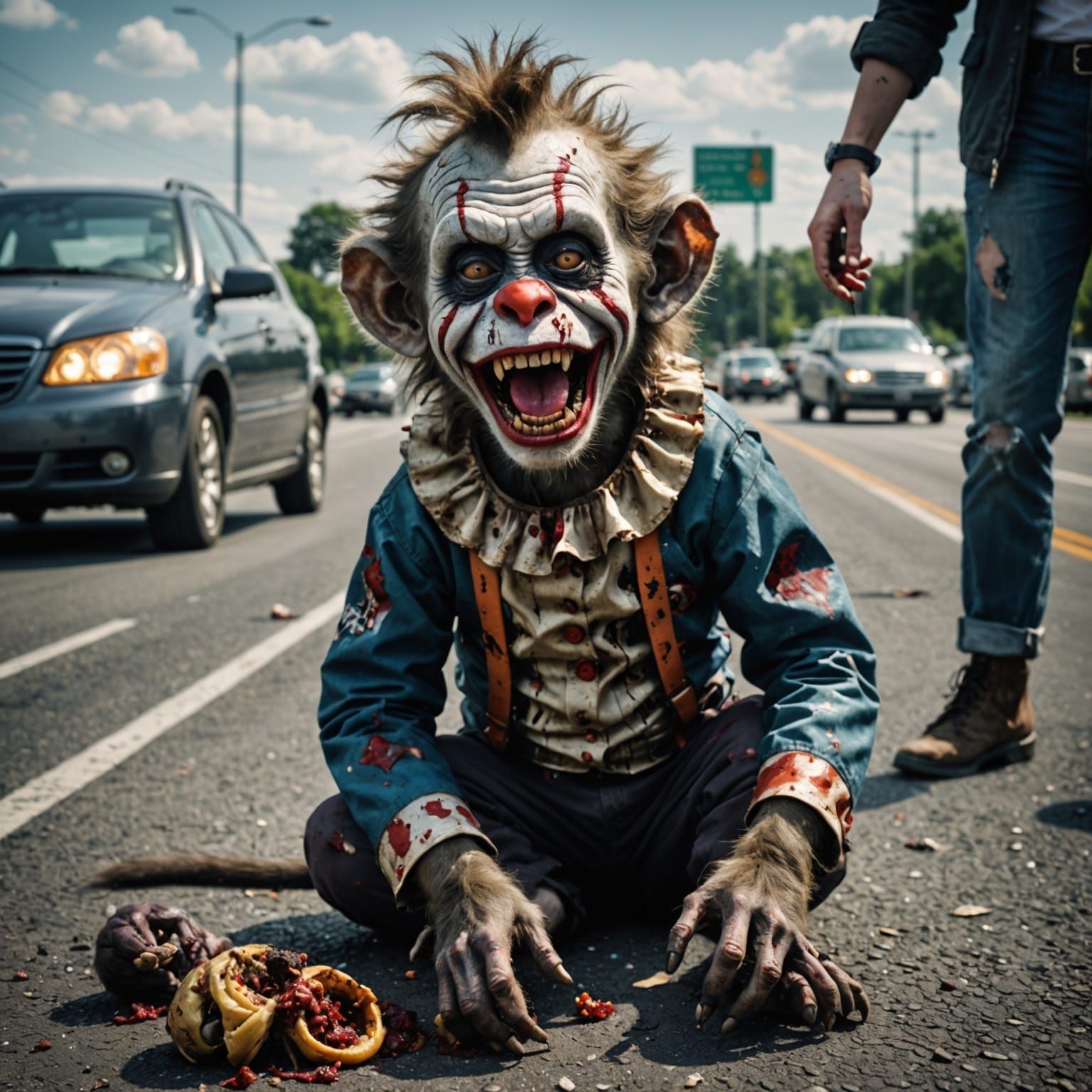 Chilling Hyperrealistic Image of a Zombie Monkey Monster Clo...