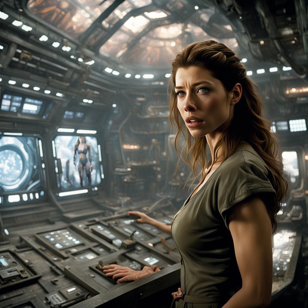 Young Woman in Total Recall Style: Digital Painting