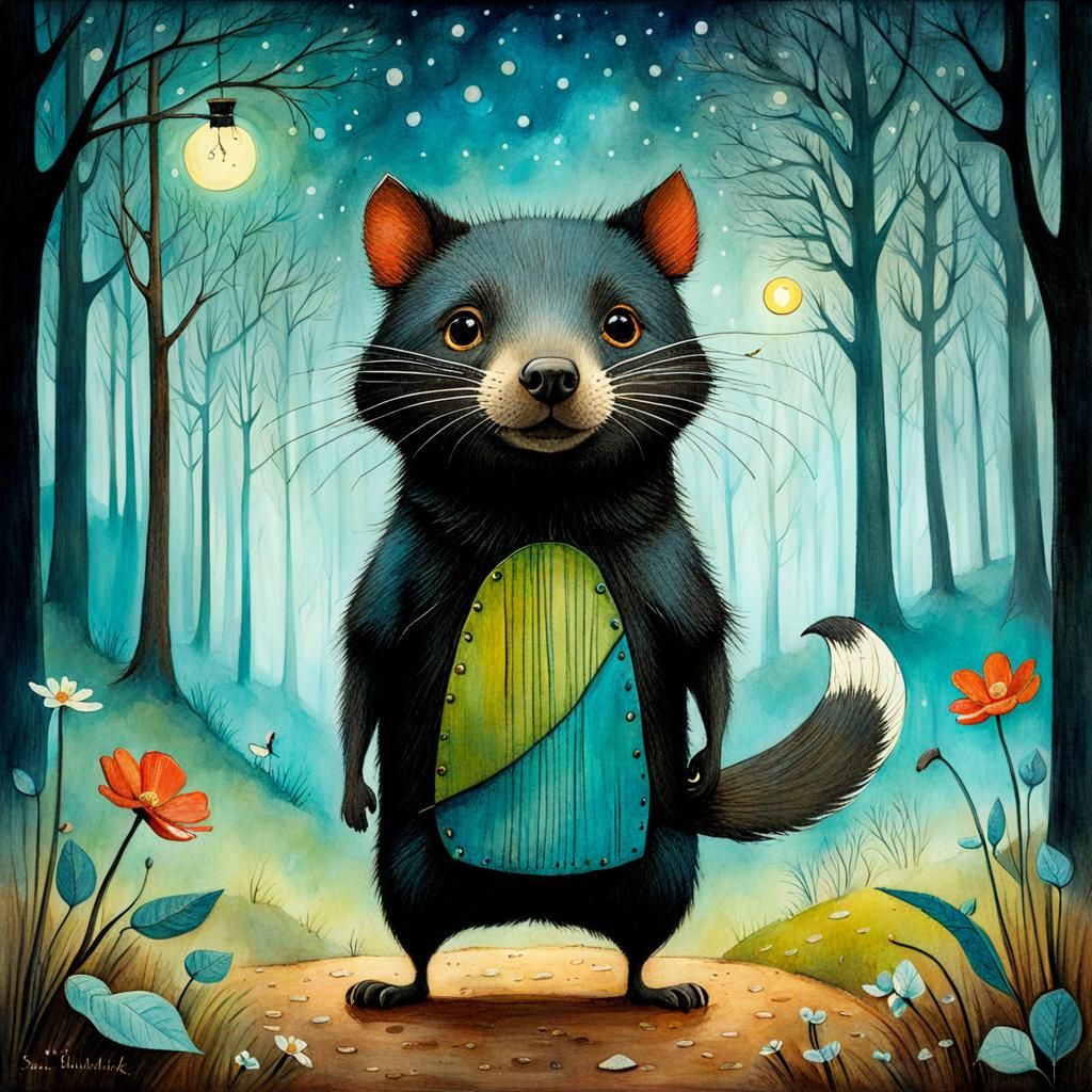 Whimsical Tasmanian Devil Illustration