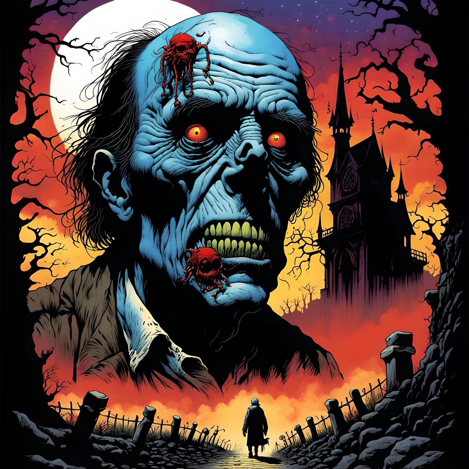 Mysterious Gothic Horror Art in Wrightson Style