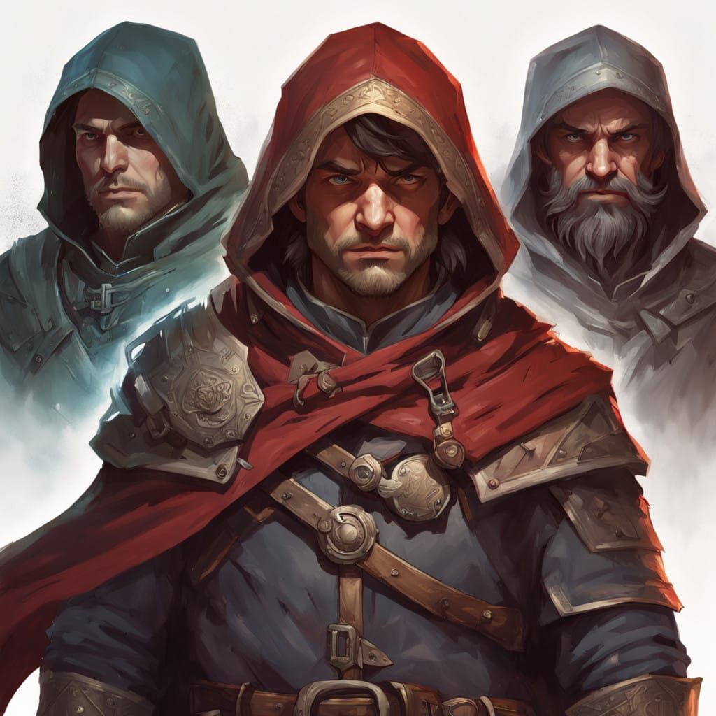 Intricately Detailed Hooded Halfling Spy in Triadic Colors