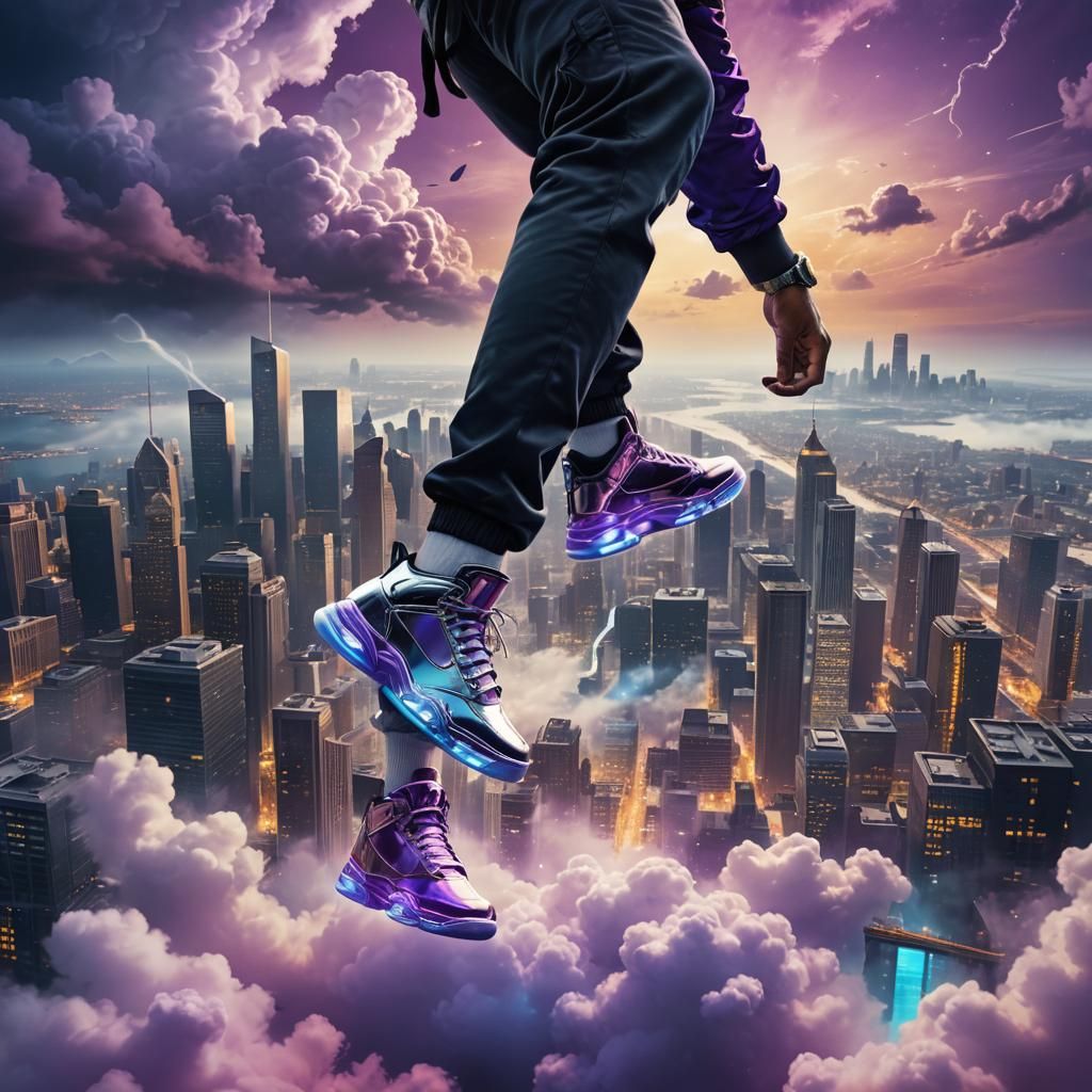 Chrome Air Jordans Step on Cloud, Fantasy Art
