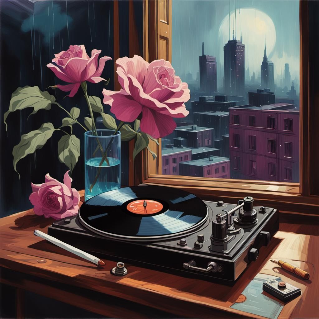 Vintage Jazz Vinyl Record in Atmospheric Lighting