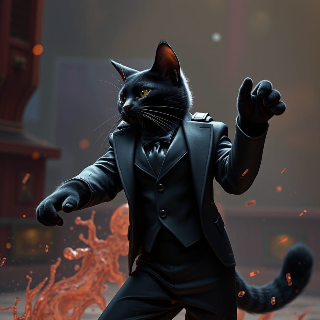 Dapper Feline Dancer in a Cool Suit