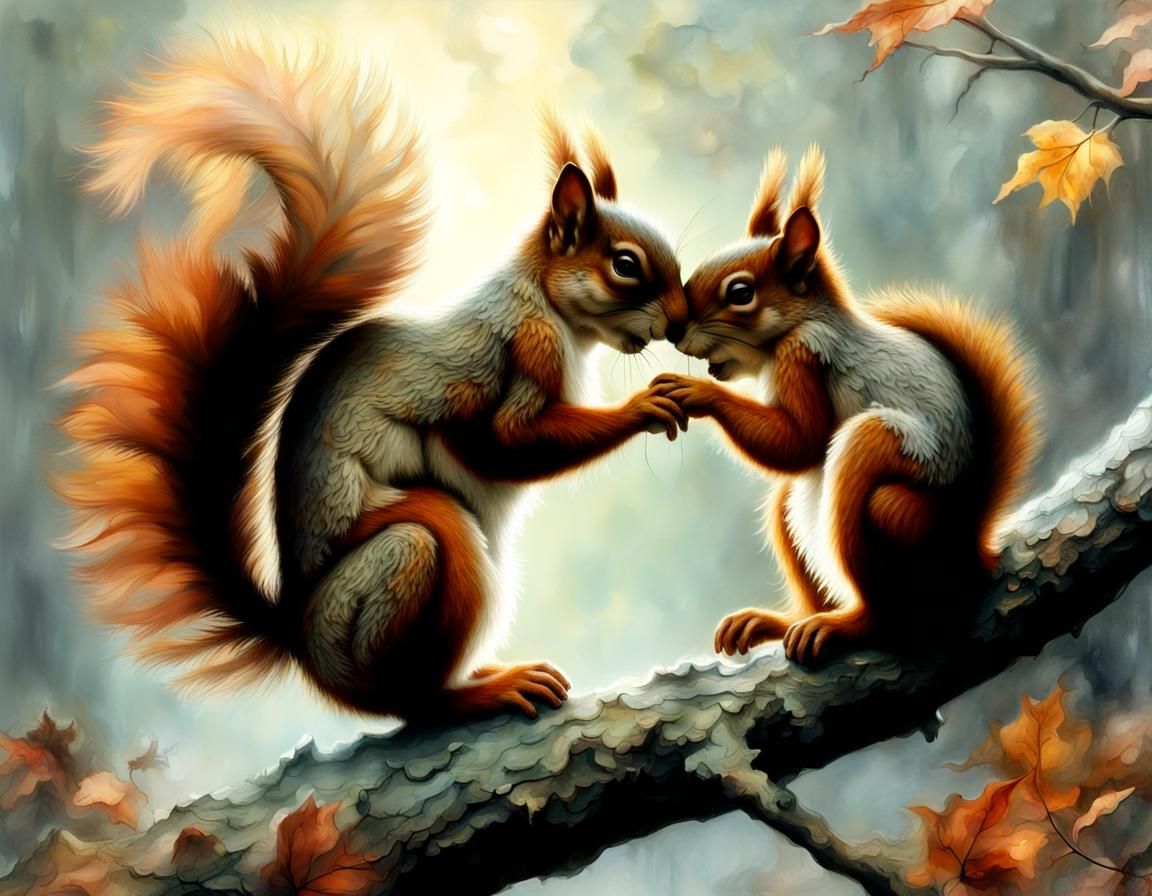 Squirrel Kiss: Ethereal Fantasy Image