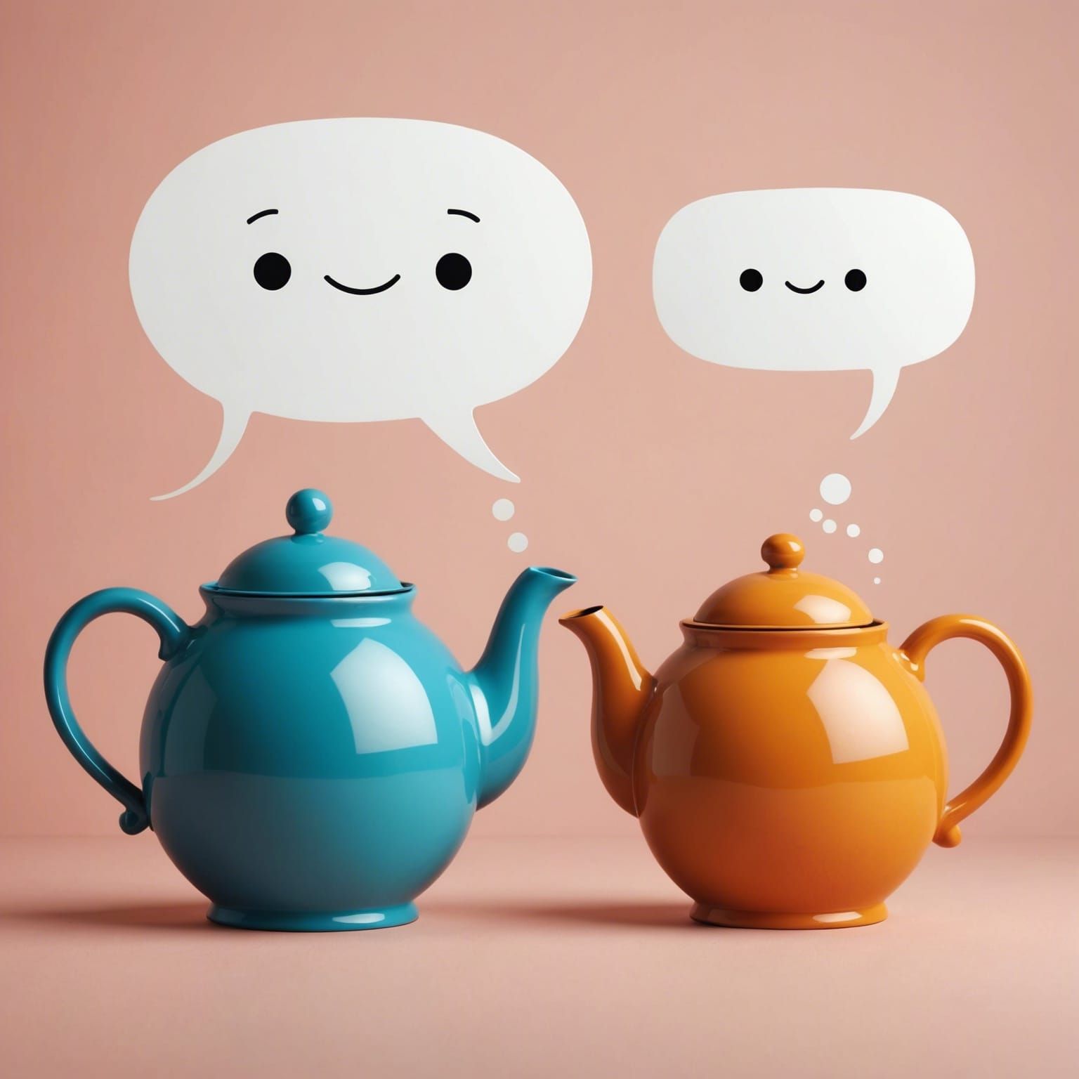 Teapots Chatting with Speech Bubble