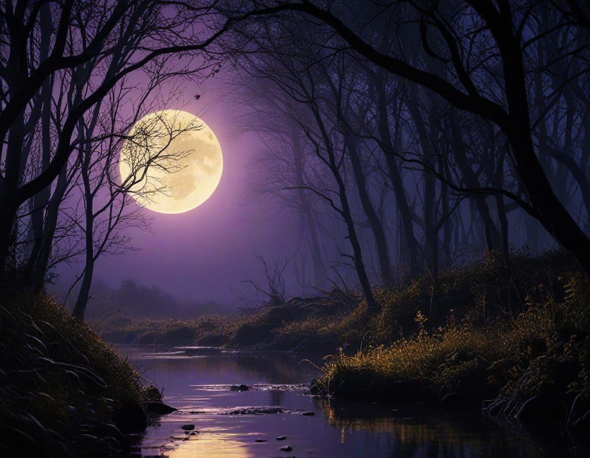 Ethereal Forest Bloom in Midnight Whispers