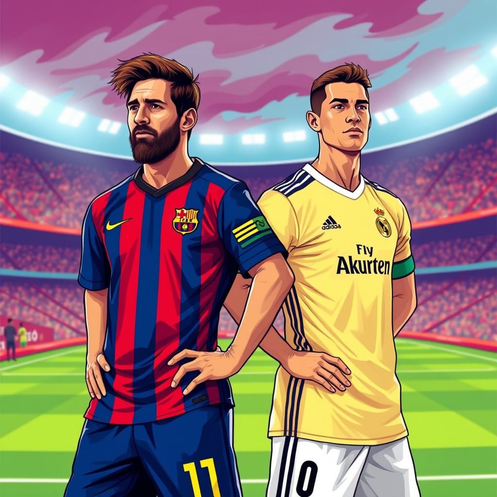 Messi and Ronaldo: Stylized Illustration