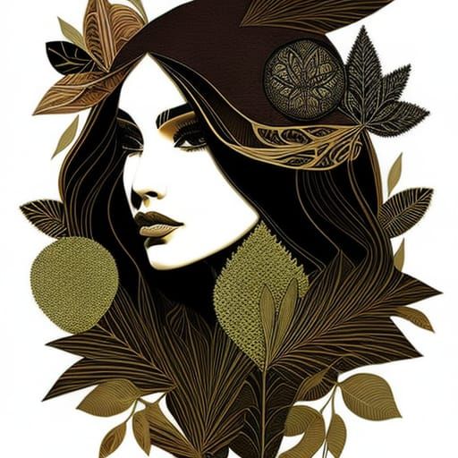 Intricate Collage Portrait of Woman with Nature Elements