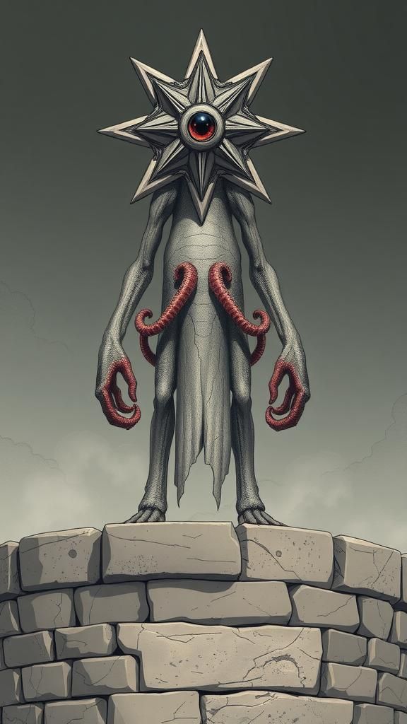 Seven Foot Barrel Entity on Megalithic Wall