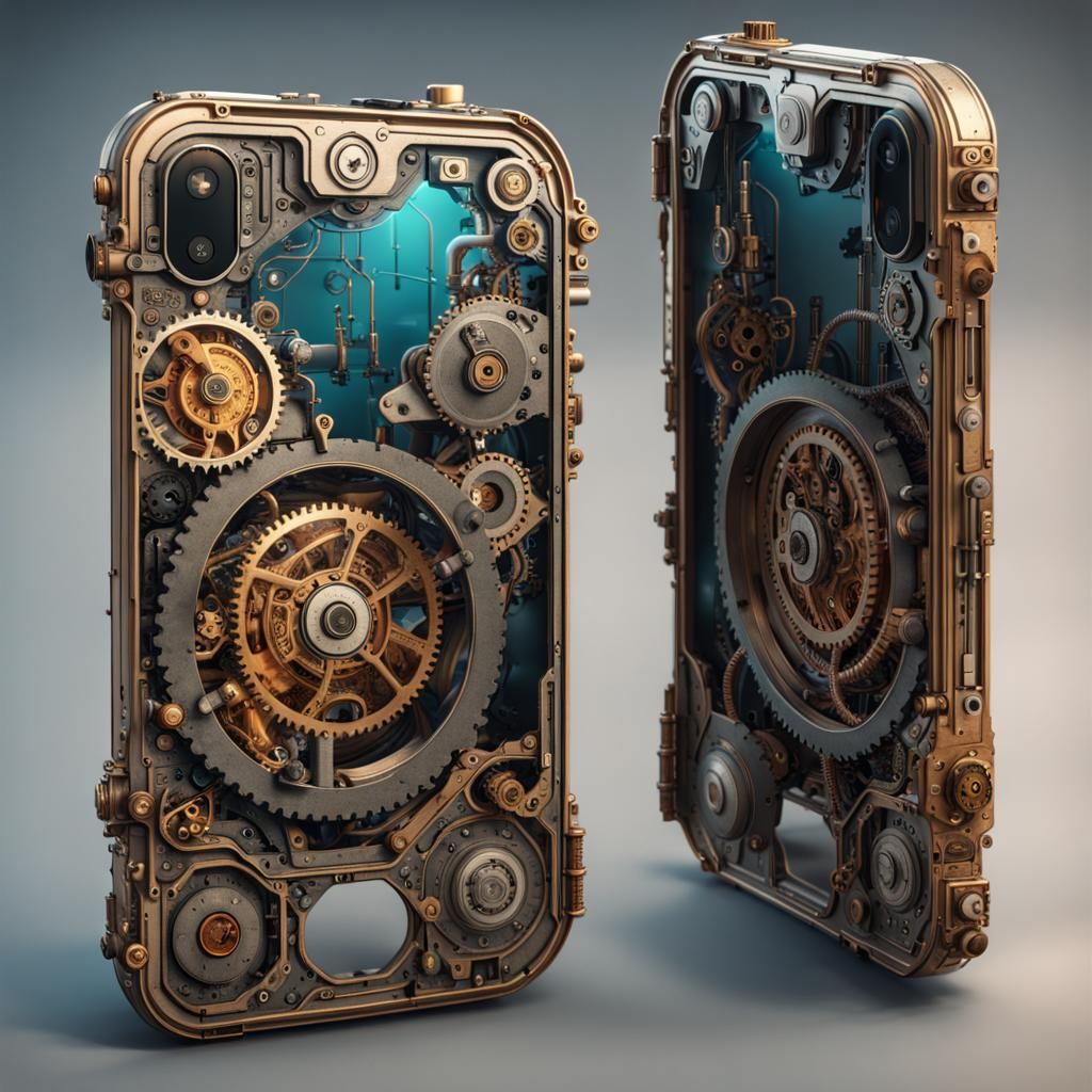 Clockwork Mobile Phone: Detailed Fantasy Concept Art