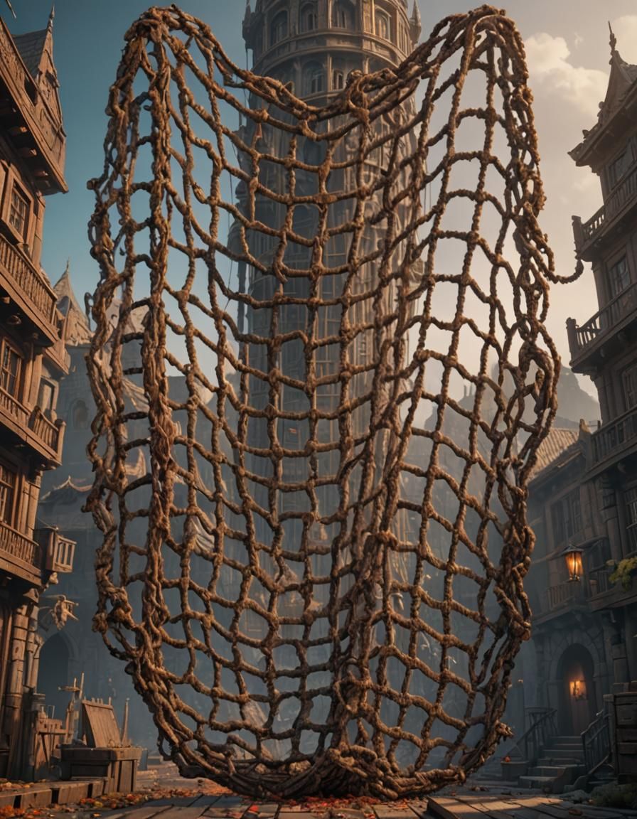 Detailed Net Weapon in a Fantasy Art Style