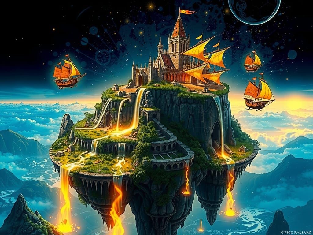 Floating Island City Basks in Sunset Glory