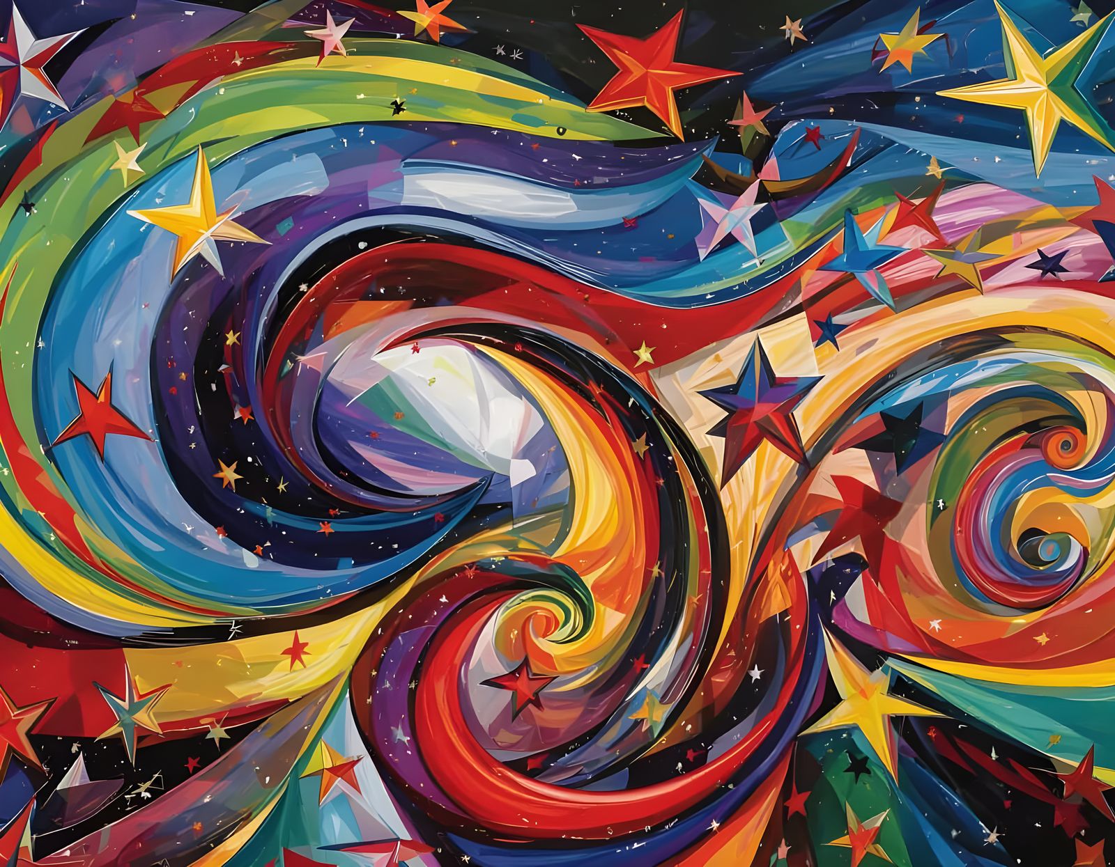 Kaleidoscopic Starscape with Expressive Brushstrokes