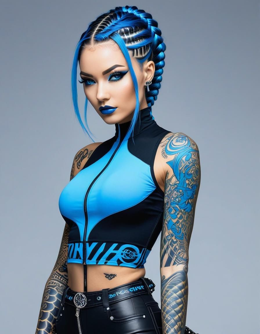 Cyberpunk Girl Vector Art for Coloring Book