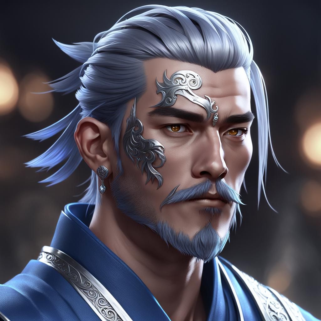 Silver Warrior Monk in 3D Anime Style