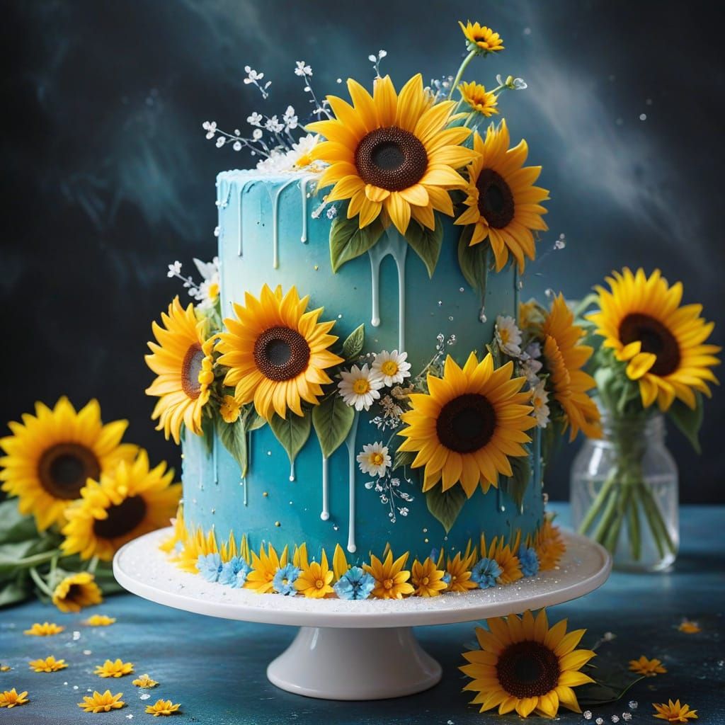 Summer Cake with Crystals and Flowers