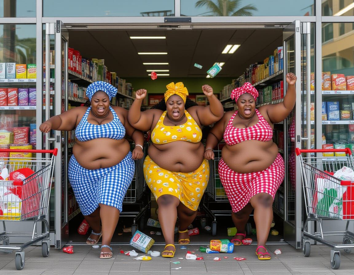 Chaotic Supermarket Scene With Spilled Items