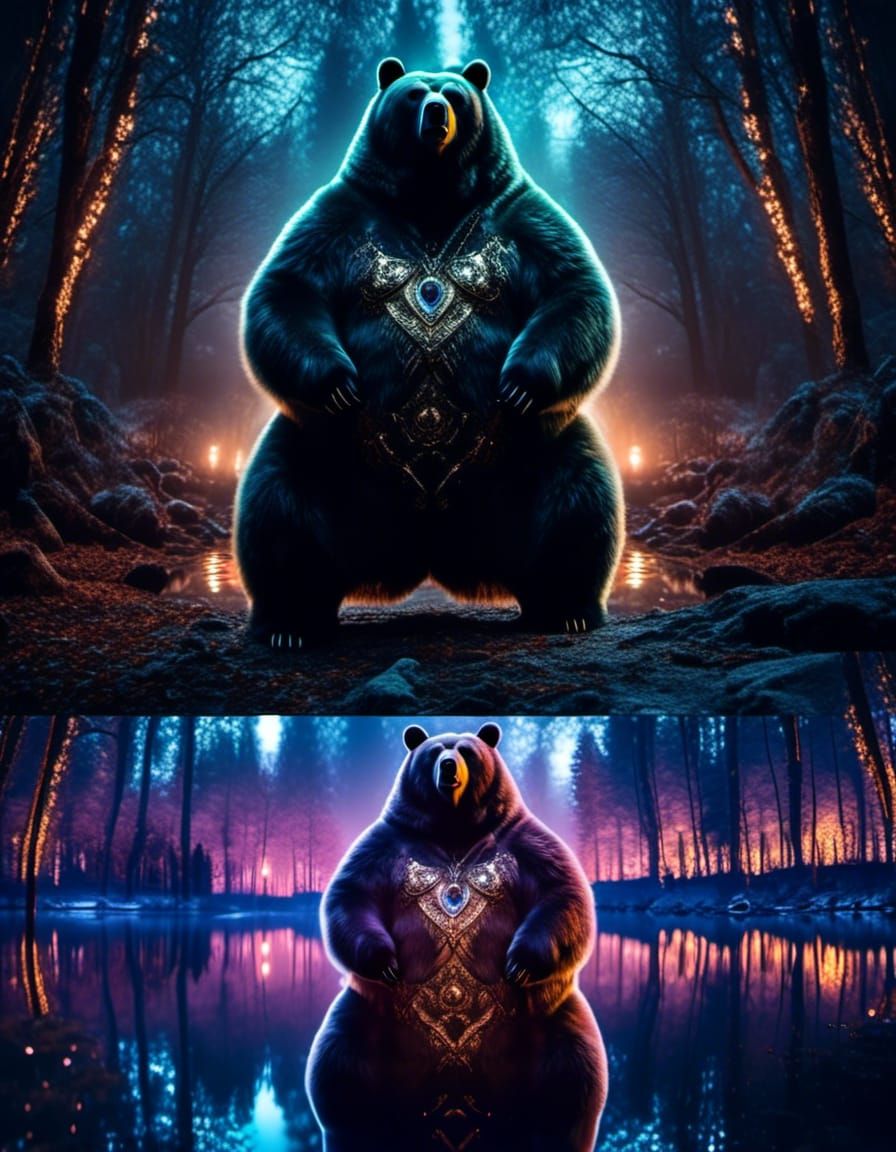 Mirrored Bears in Moonlight