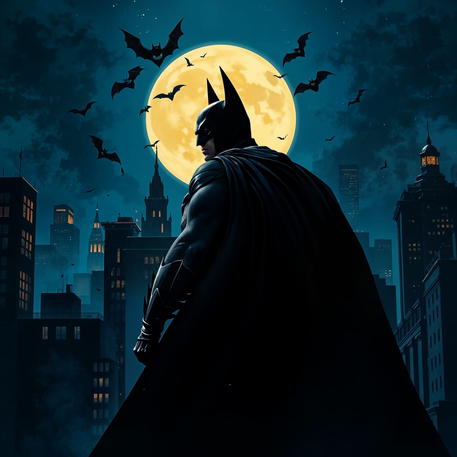 Batman Shrouded in Gotham's Elegant Shadows