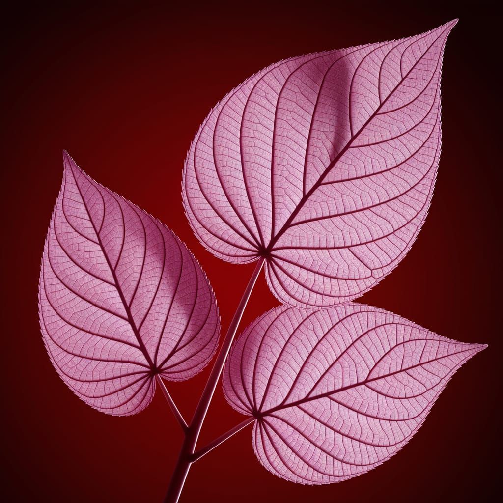 Delicate Pink Leaves in Deep Red Harmony
