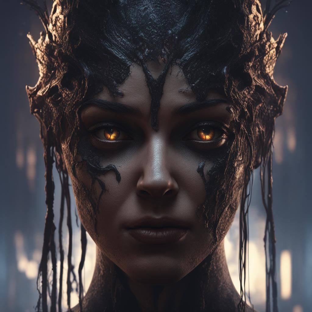 Ominous Portrait of Mind Shadows in Dark Fantasy Style