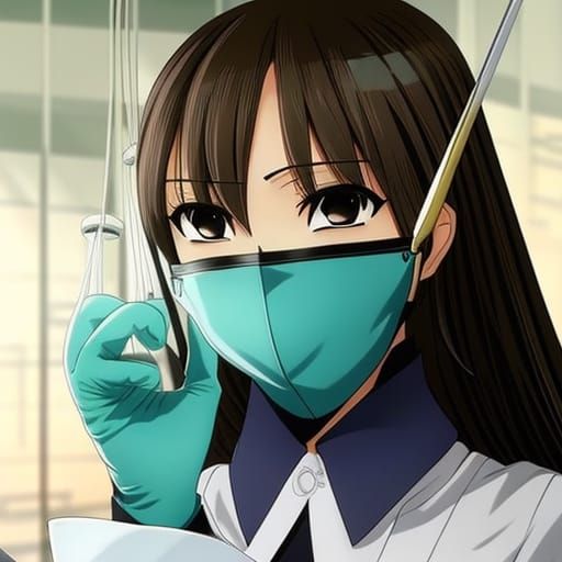 Scary Anime Style Dentist in Surgical Mask