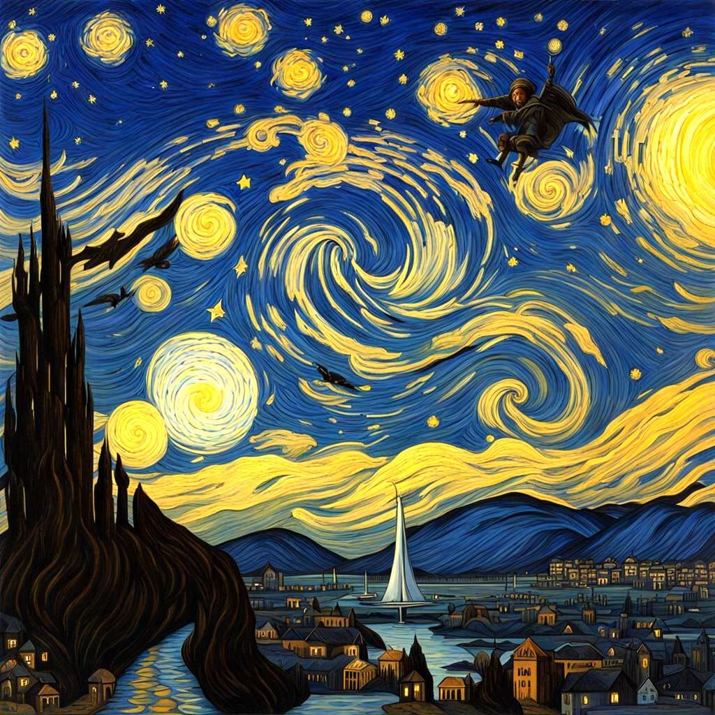Gothic Starry Night Art of Harlem Renaissance
