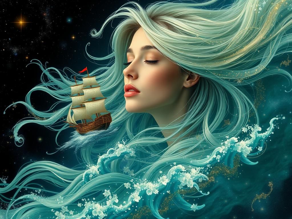 Celestial Siren Sailing the Cosmic Sea