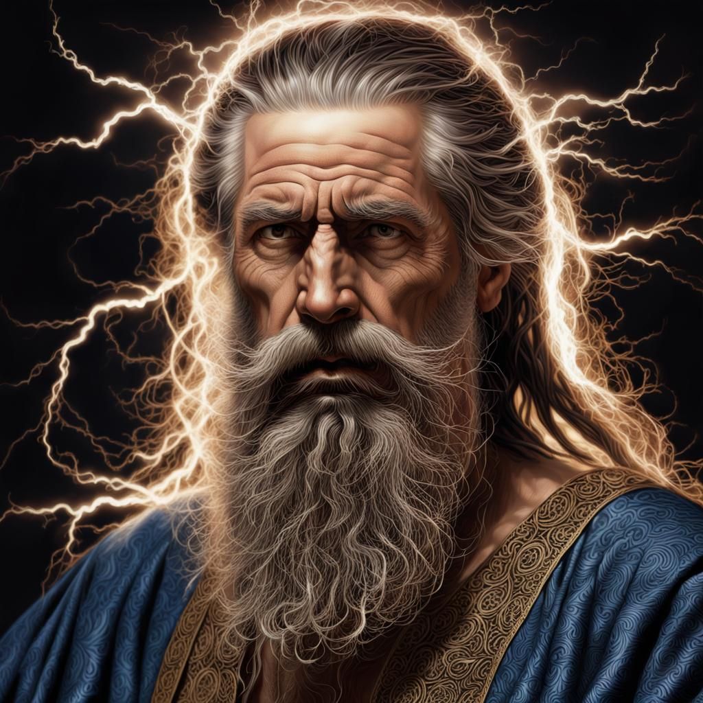 Electrifying Sorcerer with Crackling Beard Painting