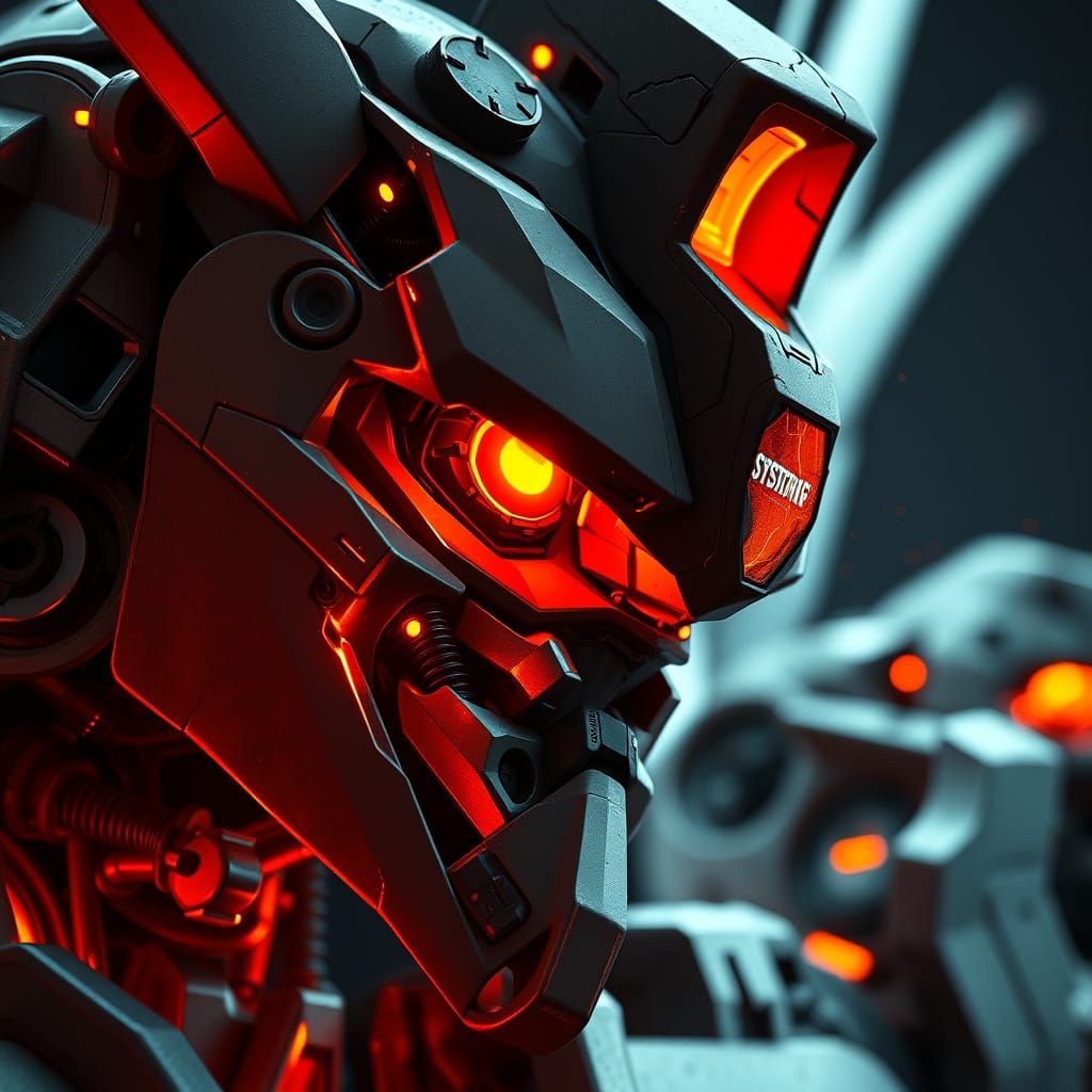 Gundam Barbatos Head and Shoulder in Brutalist Cyberpunk Sty...