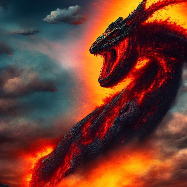 Hyperrealistic Dying Gojira in 8k Resolution