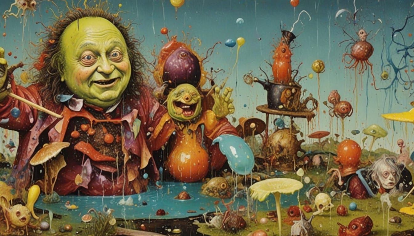 Grotesque Wonderland Politician Melts in Vibrant Psychedelic...