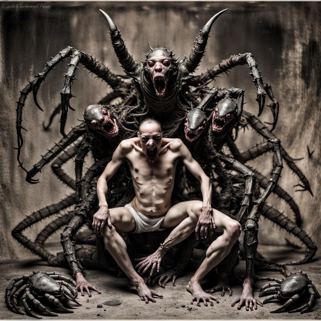 Nightmarish Daemon Merging Female Forms, Professional Photog...