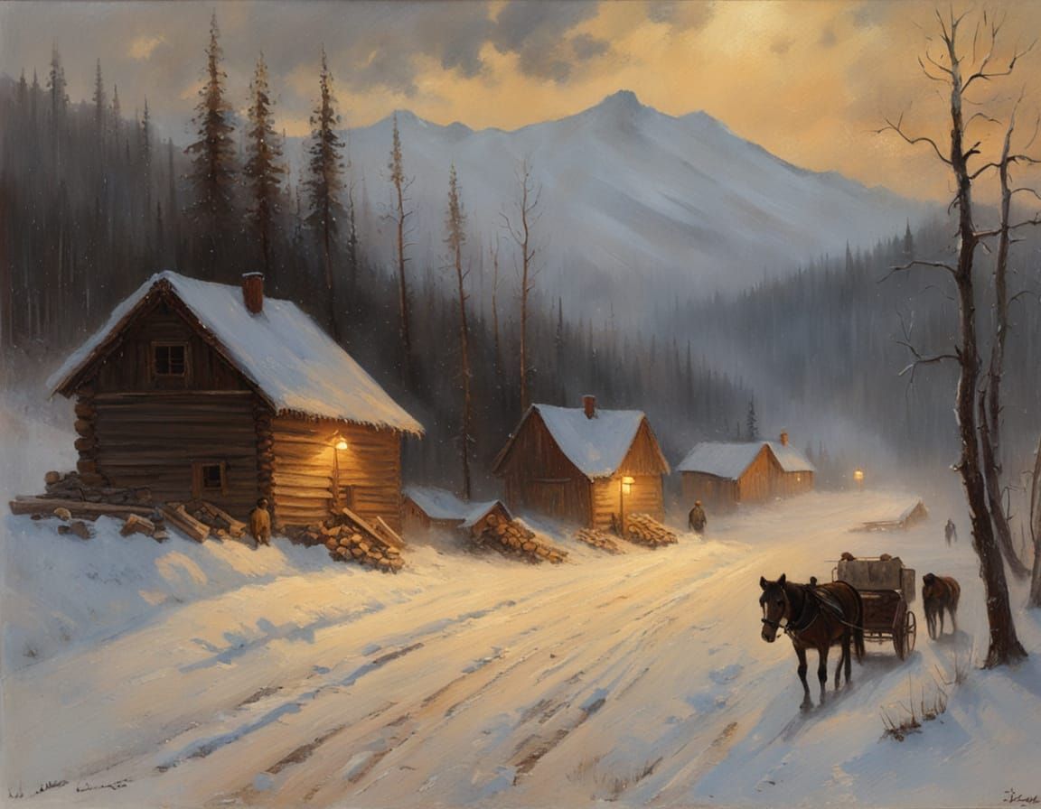 Winter Village Inspired by Russian Landscape Art