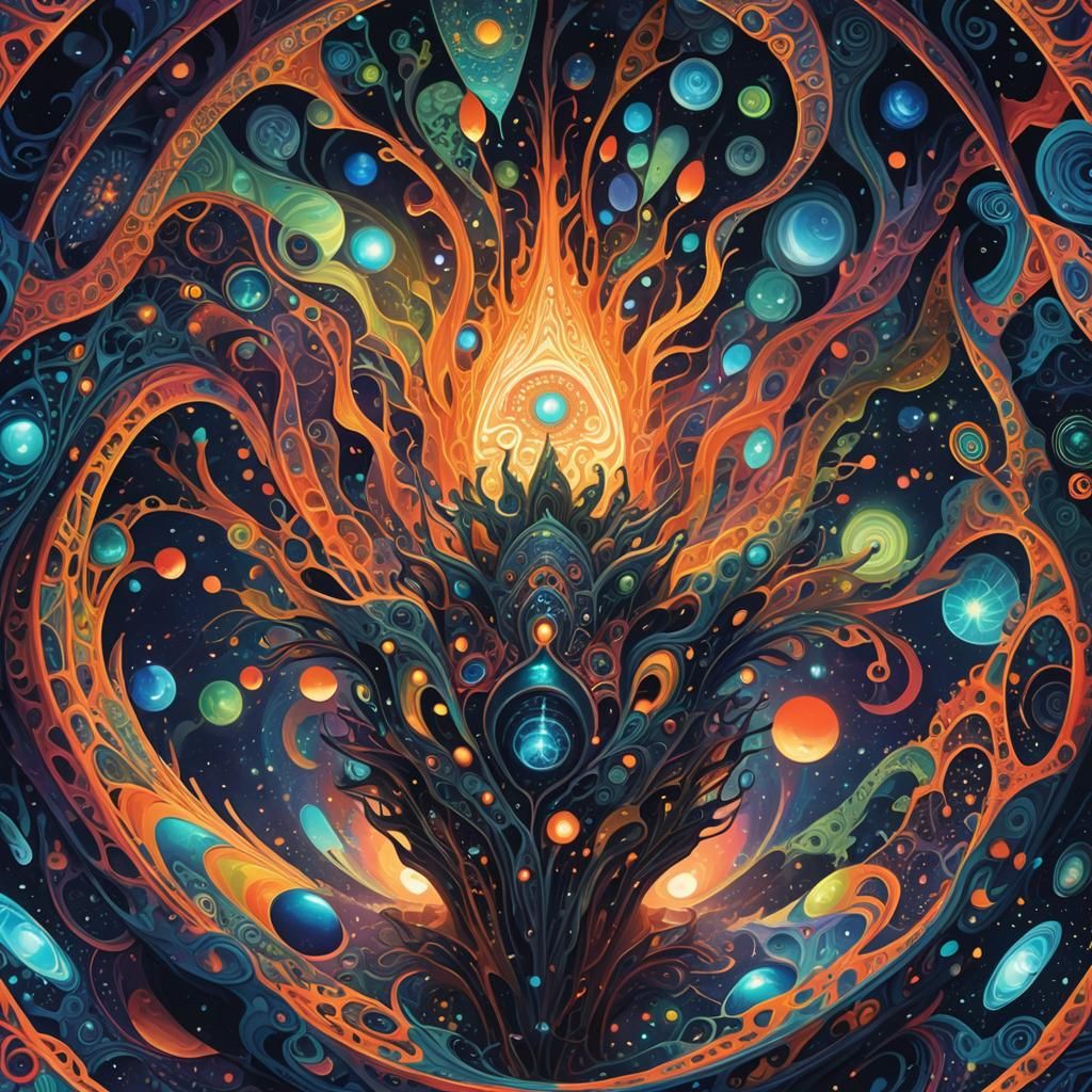 Psychedelic Alien Multiverse in Abstract Expressionism