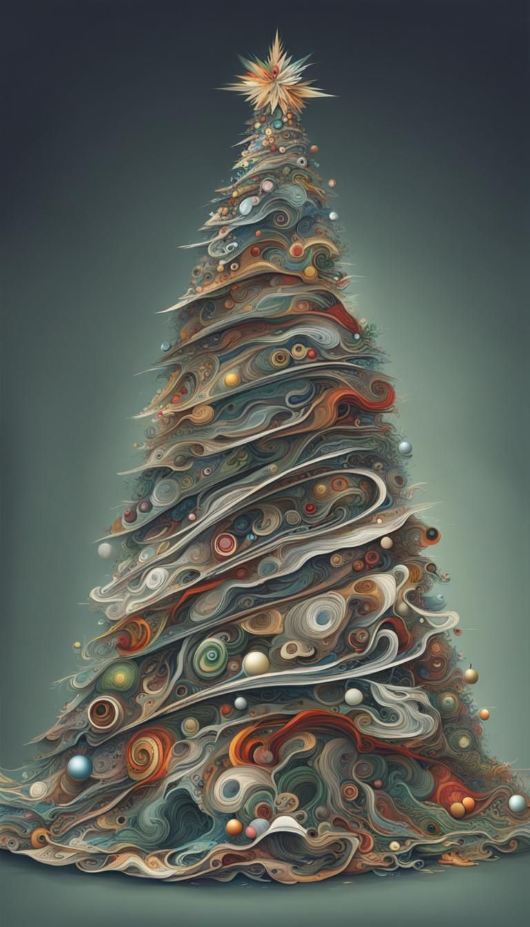 Recycled Christmas Tree at City Dump: Abstract Vector Art