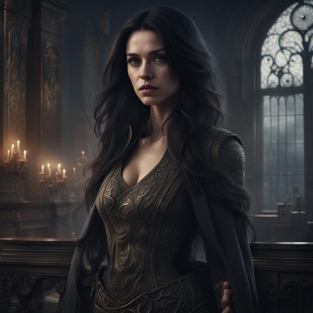 Beautiful dark haired girl