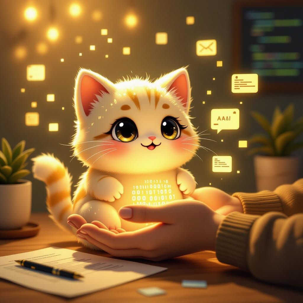 GitHub Octocat Petting in Abstract Art Style