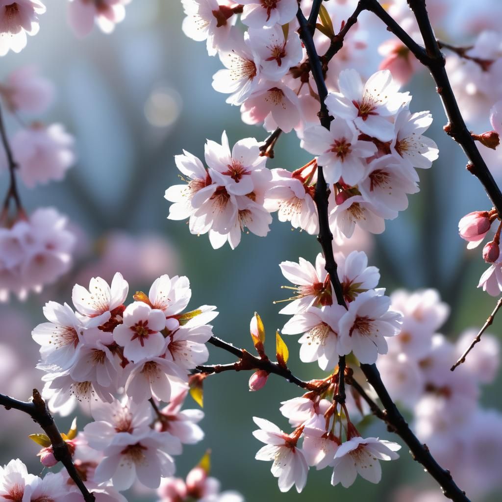 Glowing Sakura Blossoms in Morning Light