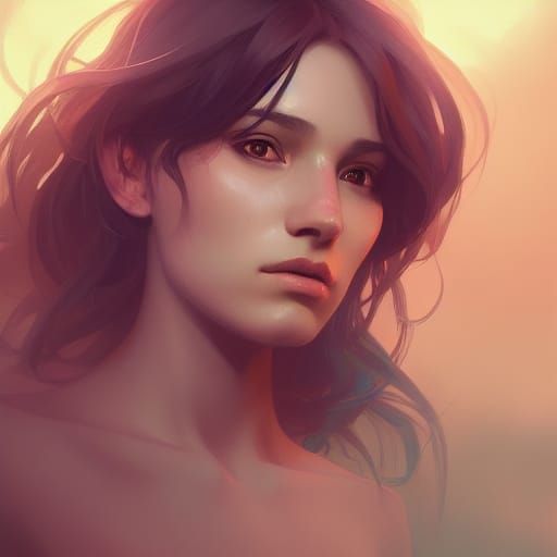 Detailed Portrait of a Transgender Girl in Art Nouveau Style