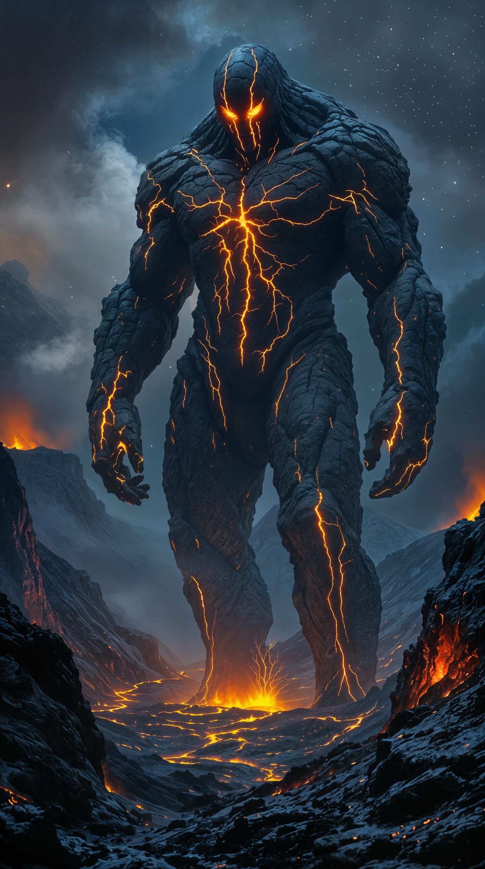 Volcanic Guardian in the Night