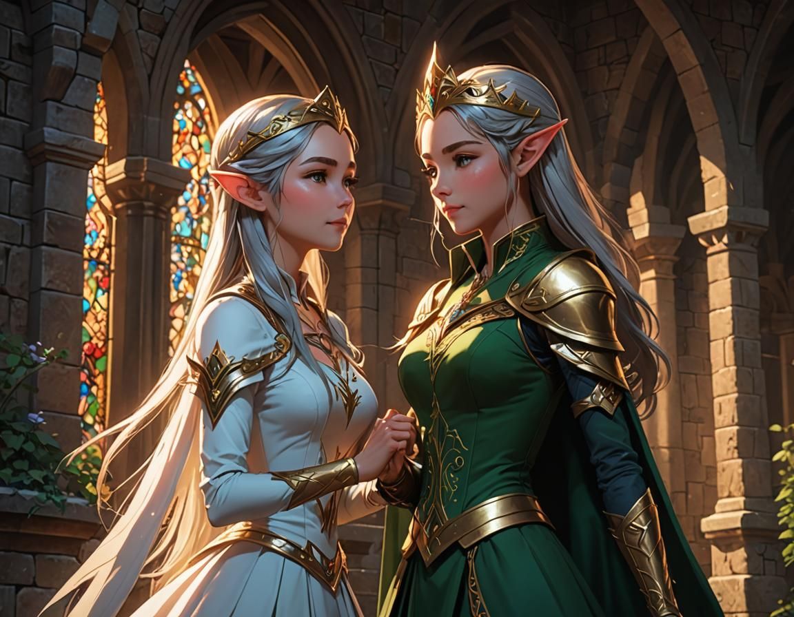 Elven Princess Slapping Queen: Anime Manga Scene