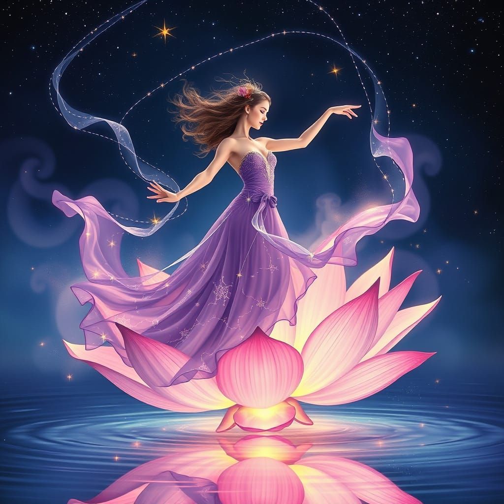 Amethyst Ballerina Dancing on Lotus Flower