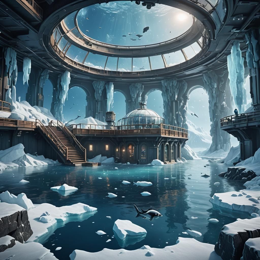 Underwater Observatory in Polar Landscape: Digital Matte Pai...