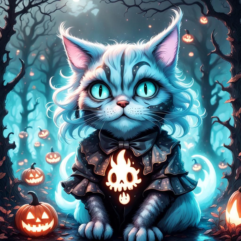 Bioluminescent Alice Ghost in Glitterpunk Graveyard