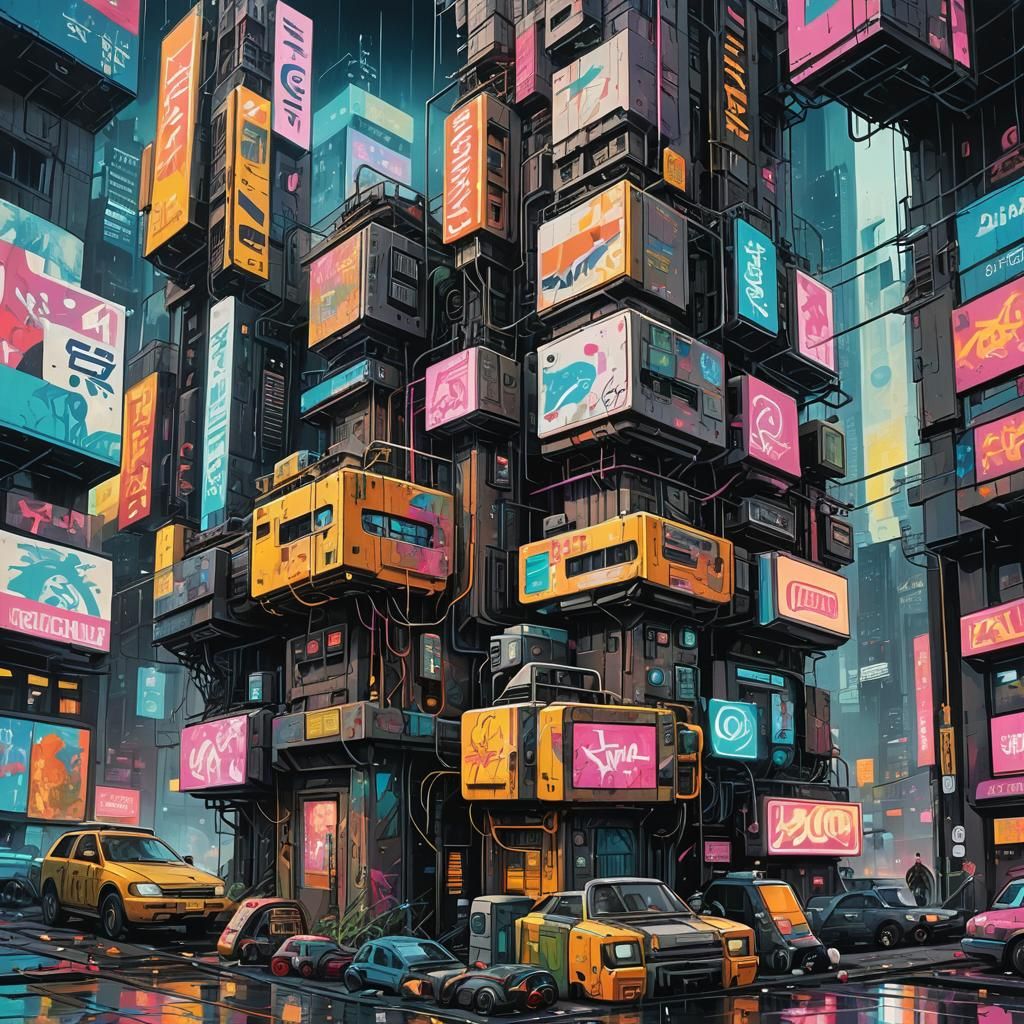 Cyberpunk Dystopia: High Tech, Low Life Graffiti Art